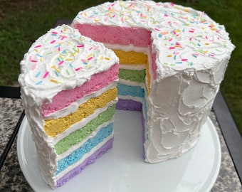 Fake Rainbow Cake, PASTEL cake, Photo Props, Birthday Cake, Vintage Cake, Faux Cake