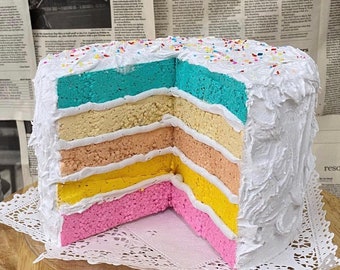 Retro Rainbow Fake Cake: 8-Inch Photo Prop