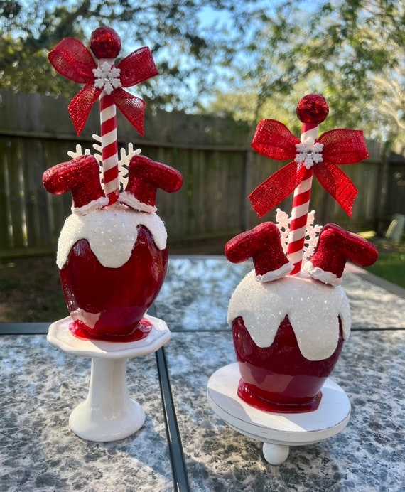 Christmas Candy Apple Decor: Santa Boots Holiday Centerpiece