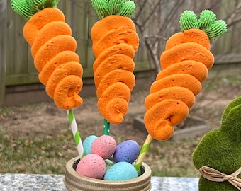 Fake Meringue Carrot Pops: Easter Tiered Tray Decor