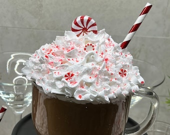 Fake hot Cocoa, Peppermint, Hot Chocolate with whipped topping