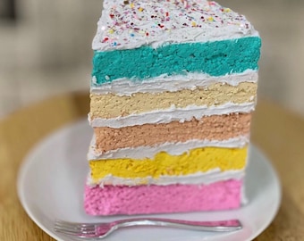 Retro Rainbow Cake Slice: 8-inch Photo Prop