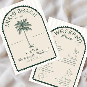 Miami Bachelorette Invitation Template | Hen Party | Tropical Bachelorette Weekend Invite | Editable Canva Template | Digital Download