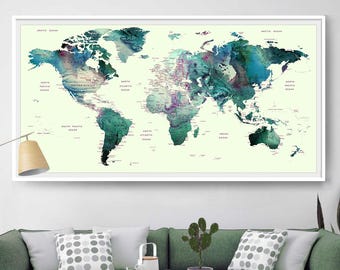 World map wall art | Etsy