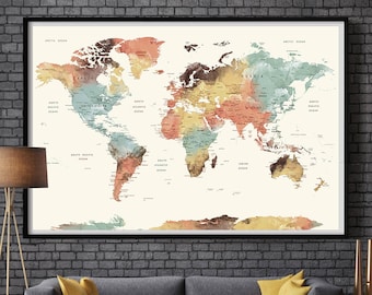 world map wall art etsy world map art