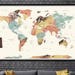 World Map Wall Art, world map push pin, Large watercolor  wall art worldmap poster wall decor art print, Living room and office decor (L101)
