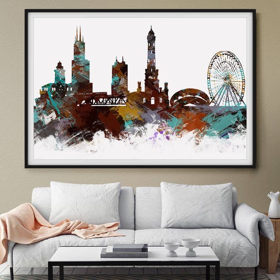 Chicago Skyline Wall Art Poster Image 0