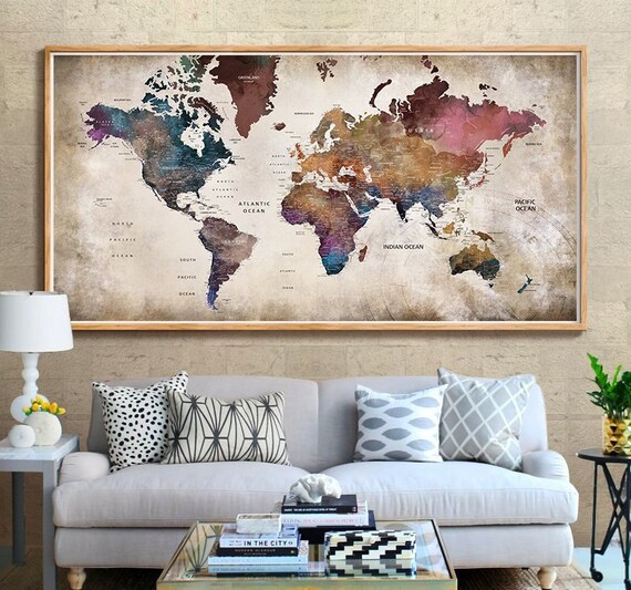 world map wall poster World Map Wall Art Large World Map Poster Print World Map Etsy world map wall poster
