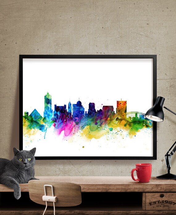 Memphis Skyline Watercolor Memphis Tennessee Art Print Etsy