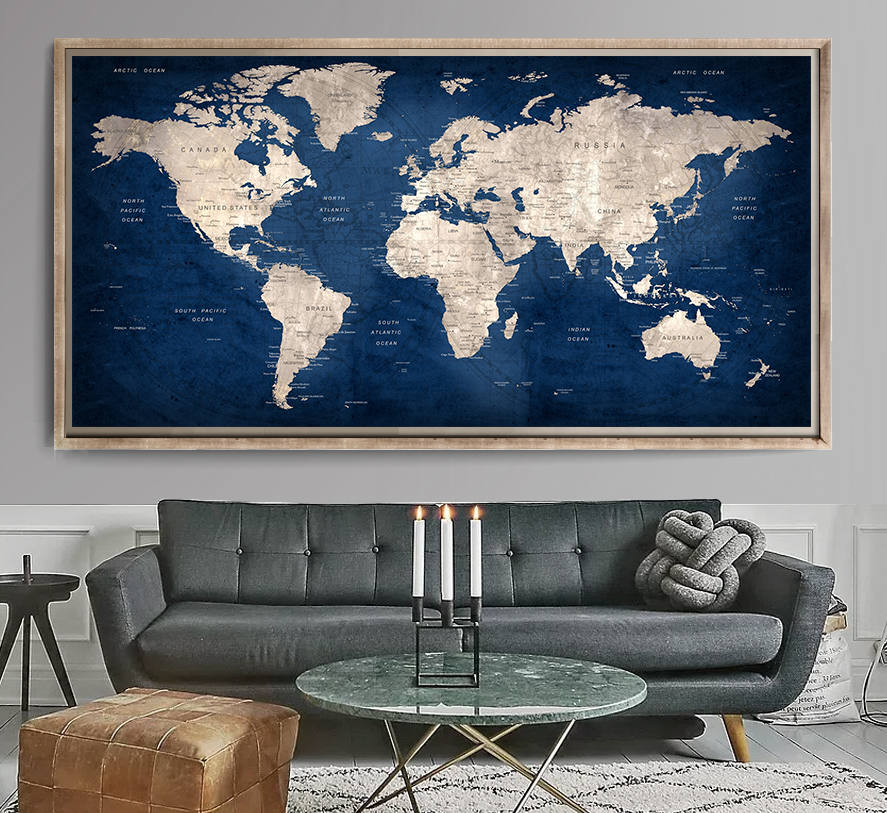 Large World Map World Map Art Print World Map Wall Art  Etsy