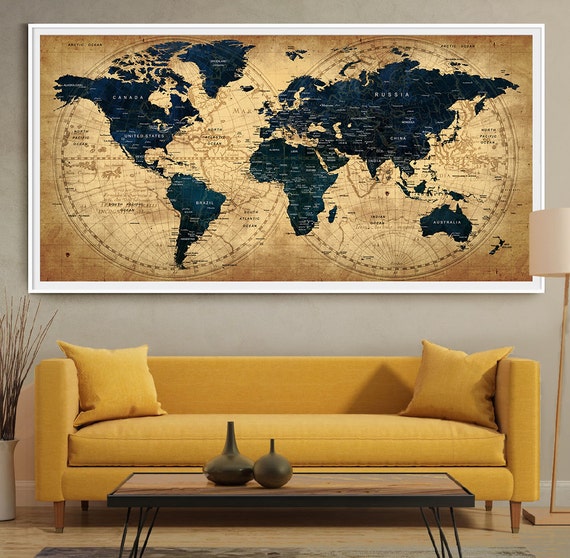 Decorative Extra Large World Map Push Pin Travel Wall Art Etsy