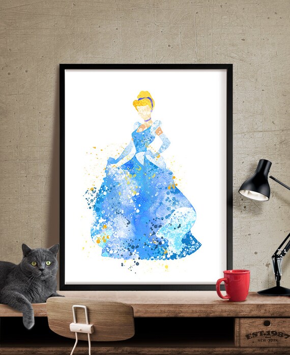Cinderella Disney Print Princess Watercolor Cinderella Etsy