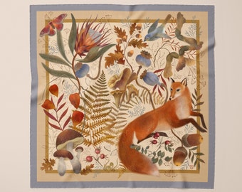 Enchanted forest square silk twill scarf