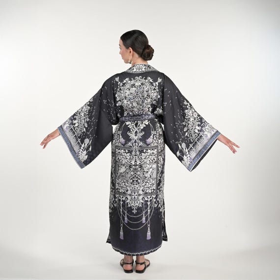 黒シルク着物ローブ - Etsy 日本