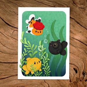 Goldfish 5x7 Art Print – Colorful and Playful Fish Art