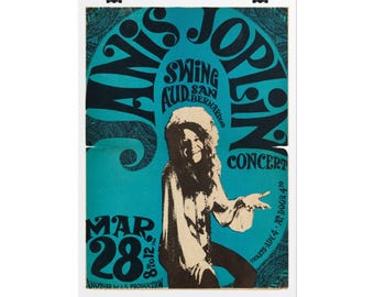 Janis Joplin Concert Poster, Rolled Poster | Rock music wall art