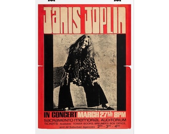 Janis Joplin Concert Poster, Rolled Poster | Rock music wall art Sacramento