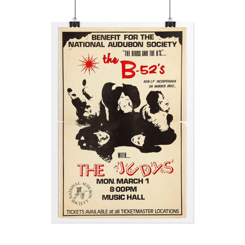 B-52's Concert Poster Rolled Poster | Vintage Band Wall Art image 1