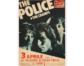 The Police Concert Poster, Rolled Poster | Rock music wall art punk new wave Sting Cramps