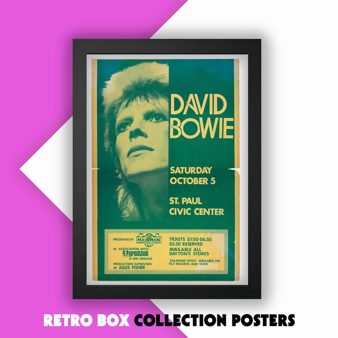 David Bowie Concert Poster - Music Poster - Gig Poster, Vintage Style ...