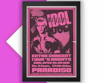 Billy Idol-concertposter - muziekposter - concertposter, vintage stijltijdschrift retro A3 punk, niet verzonden naar VS