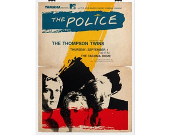 The Police Concert Poster, Rolled Poster | Rock music wall art punk new wave Sting Thompson Twins