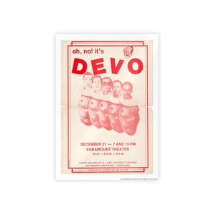Devo Concert Poster - Music poster - Gig Poster, Vintage Style Magazine Retro A3 Punk, Vintage | Rolled Posters