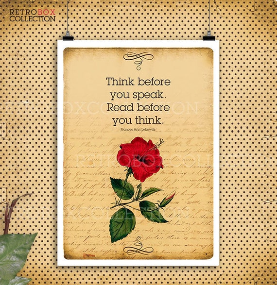 Books quotes & Flowers Print Vintage Flower Poster letter Etsy