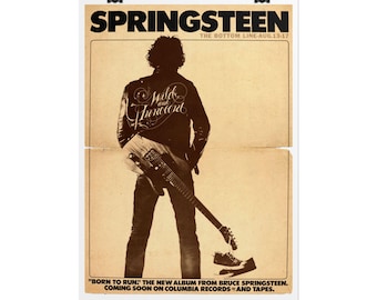 Bruce Springsteen Silhouette Poster Rolled Posters | Vintage Concert Art, Rock Music Wall Decor  A3 Size