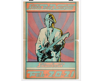 Stevie Ray Vaughan Concert Poster, Rolled Poster | Rock music wall art Guitar Double Trouble