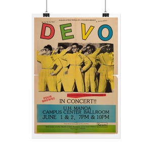 DEVO concert poster Rolled Poster | vintage band tour poster, 1970s music print punk