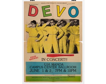 DEVO concert poster Rolled Poster | vintage band tour poster, 1970s music print punk