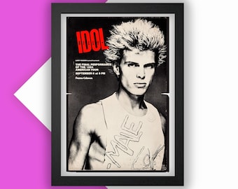 Billy Idol-concertposter - muziekposter - concertposter, vintage stijltijdschrift retro A3 punk, niet verzonden naar VS