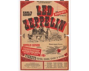 Led Zeppelin Earls Court Concert Poster Rolled Poster | Vintage Tour Gig Print