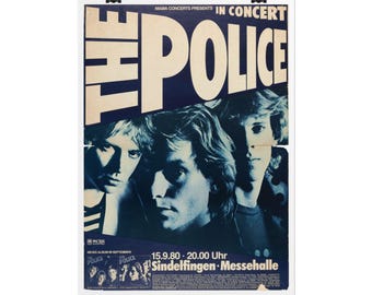 The Police Concert Poster, Rolled Poster | Rock music wall art punk new wave Sting