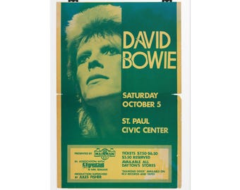 David Bowie Concert Poster Vintage Rock Rolled Posters | Retro Music Memorabilia  A3 Size