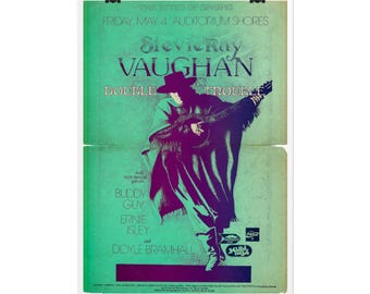 Stevie Ray Vaughan Concert Poster, Rolled Poster | Rock music wall art Guitar
