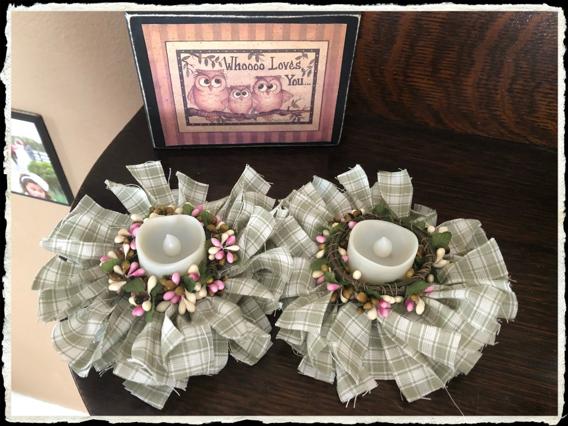 Spring Homespun Mini Candle Rings Etsy