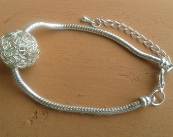 Silver plaited "My world bracelet"