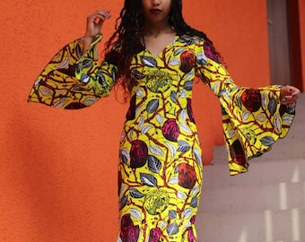 Tziki, African woman print Maxi  gown, floor length