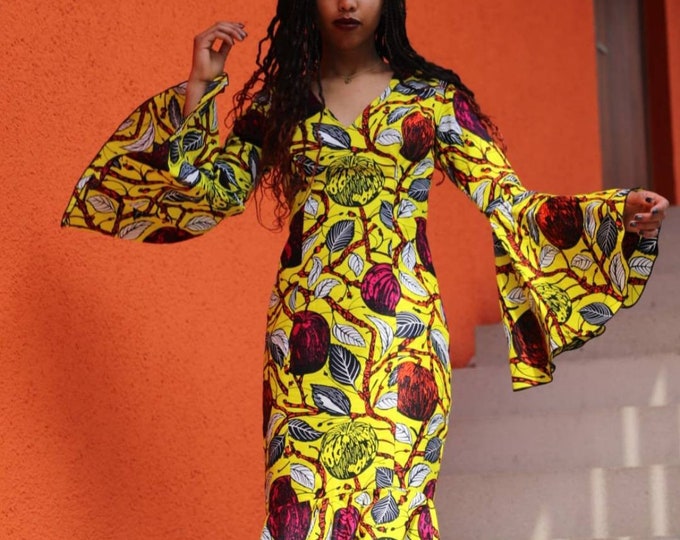 Featured listing image: Tziki, African woman print Maxi  gown, floor length