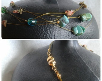 Stringy - Beaded necklaces with gold strings