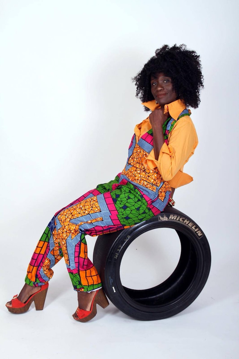 Vibrant African fabric Jumpsuit, overrall daily wear, urbanwear image 1