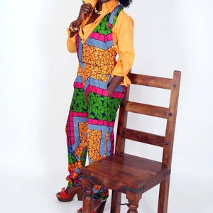 Vibrant African fabric Jumpsuit, overrall daily wear, urbanwear image 2
