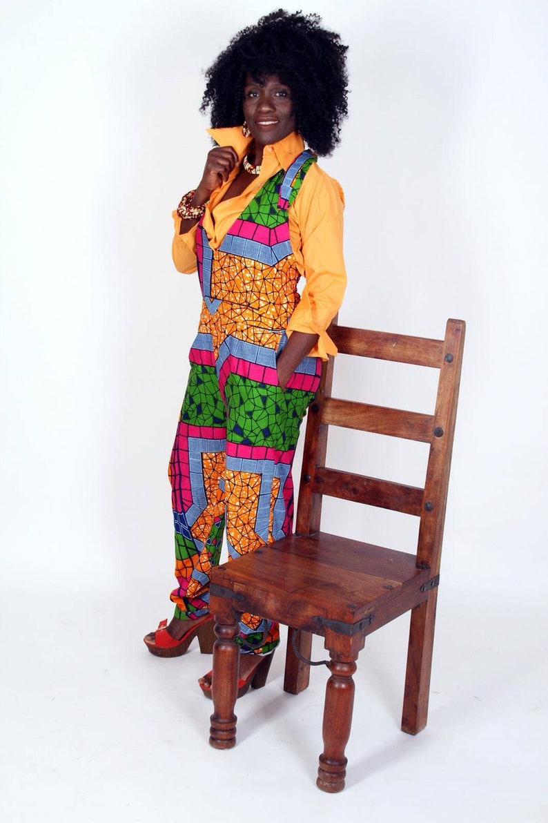 Vibrant African fabric Jumpsuit, overrall daily wear, urbanwear image 2