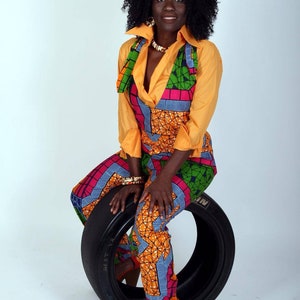Vibrant African fabric Jumpsuit, overrall daily wear, urbanwear image 3