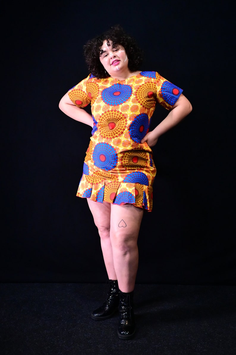 Lolita Brilliant mini African print Ankara dress for curvy girls, for coctails, meetups, office, summer wear, party, urban wear, daily wear image 3