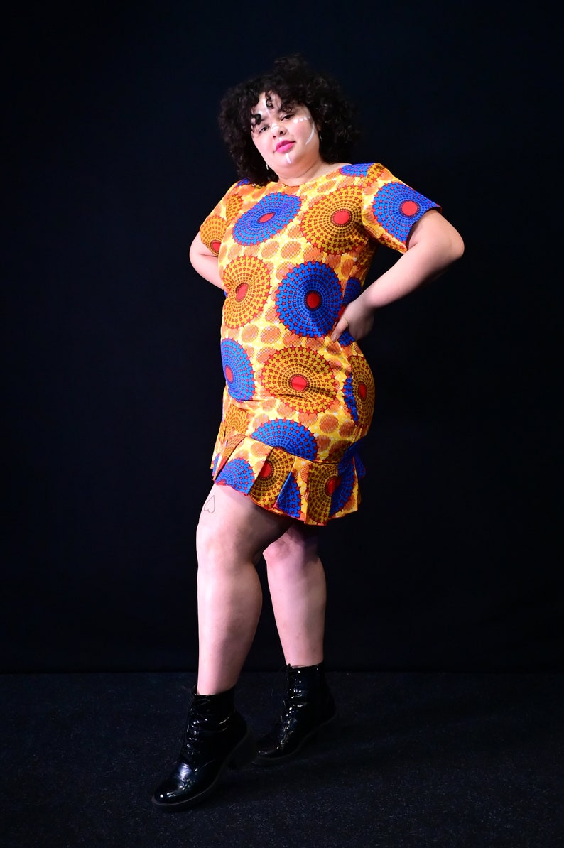 Lolita Brilliant mini African print Ankara dress for curvy girls, for coctails, meetups, office, summer wear, party, urban wear, daily wear image 1