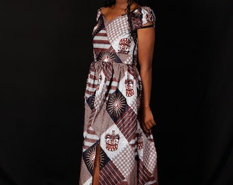 Gorgeous Ankara style maxi dress for women, cap sleeves , African Print Maxi, elegant Dress great for events, church, outings, size 38,