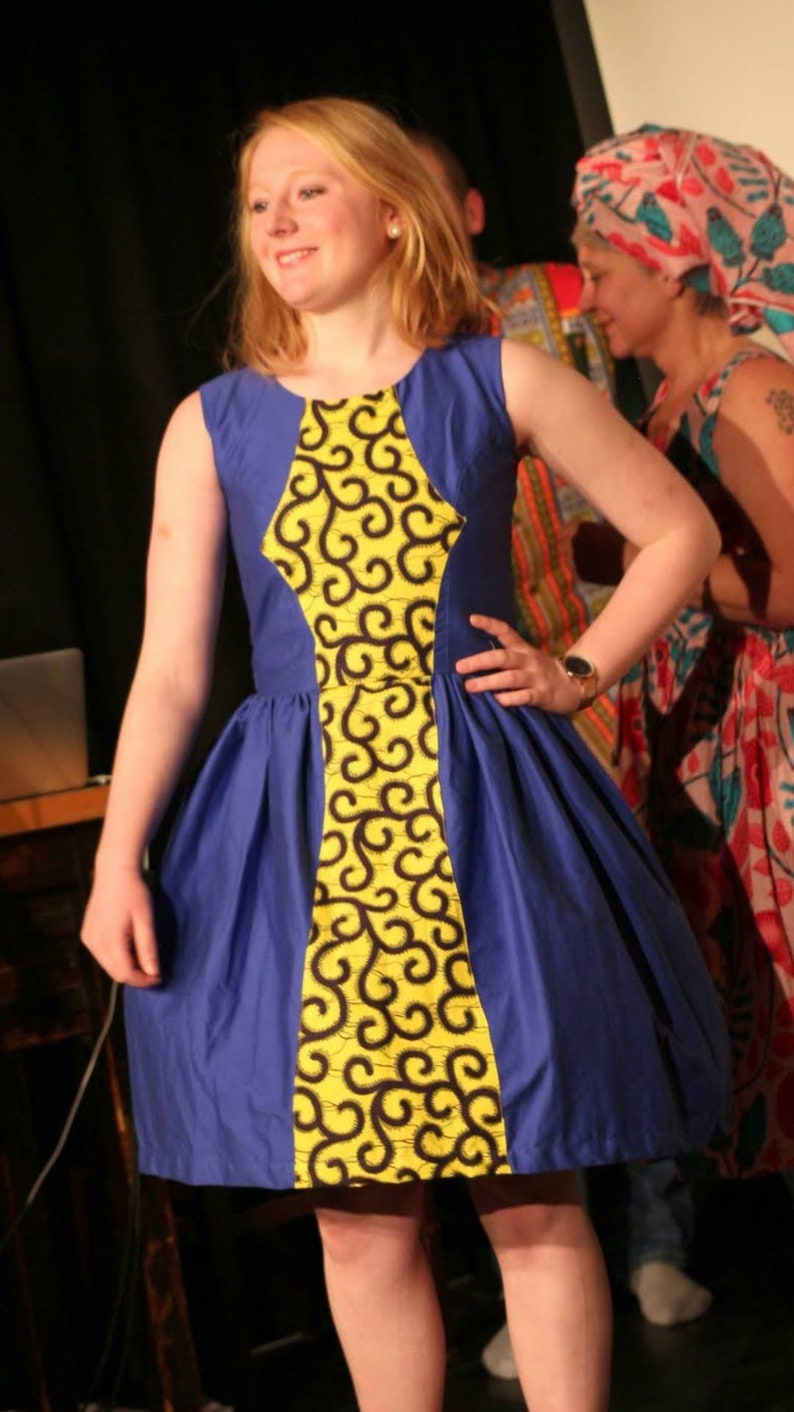 Mbole Cute african cotton dress with gathers. elegant